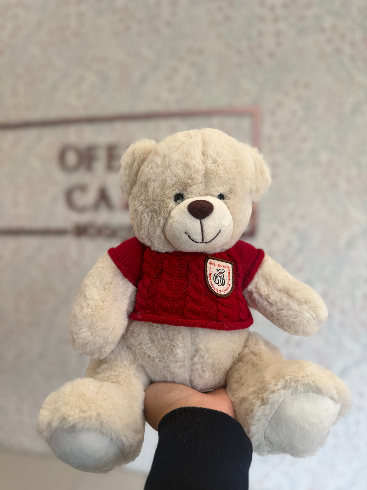 Oso de Peluche Beige con Rojo 28 cm 🧸❤️