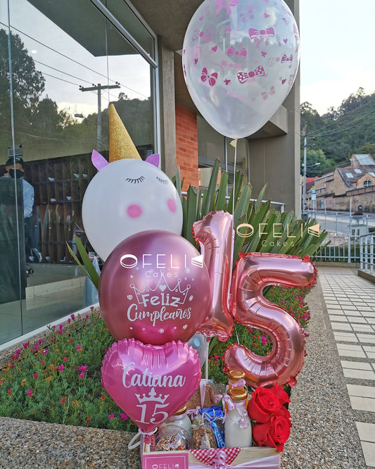 Desayuno Sorpresa Para Quinceañera Unicornio Esp01