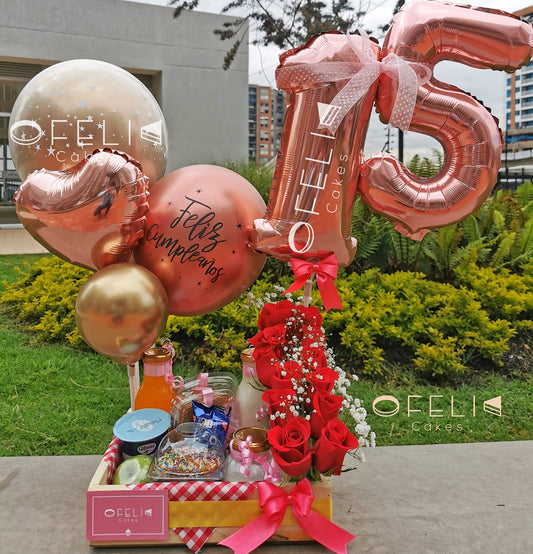 Desayuno Sorpresa Para Quinceañera Con Rosas Esp13