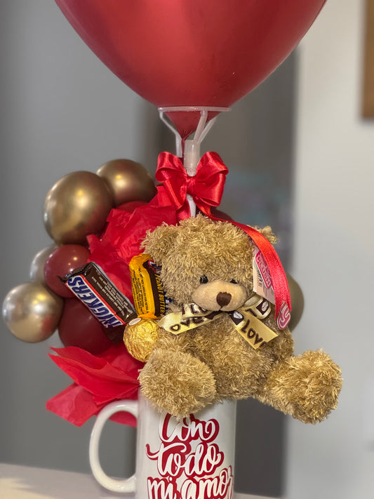 Taza Sorpresa con Peluche y Globo
